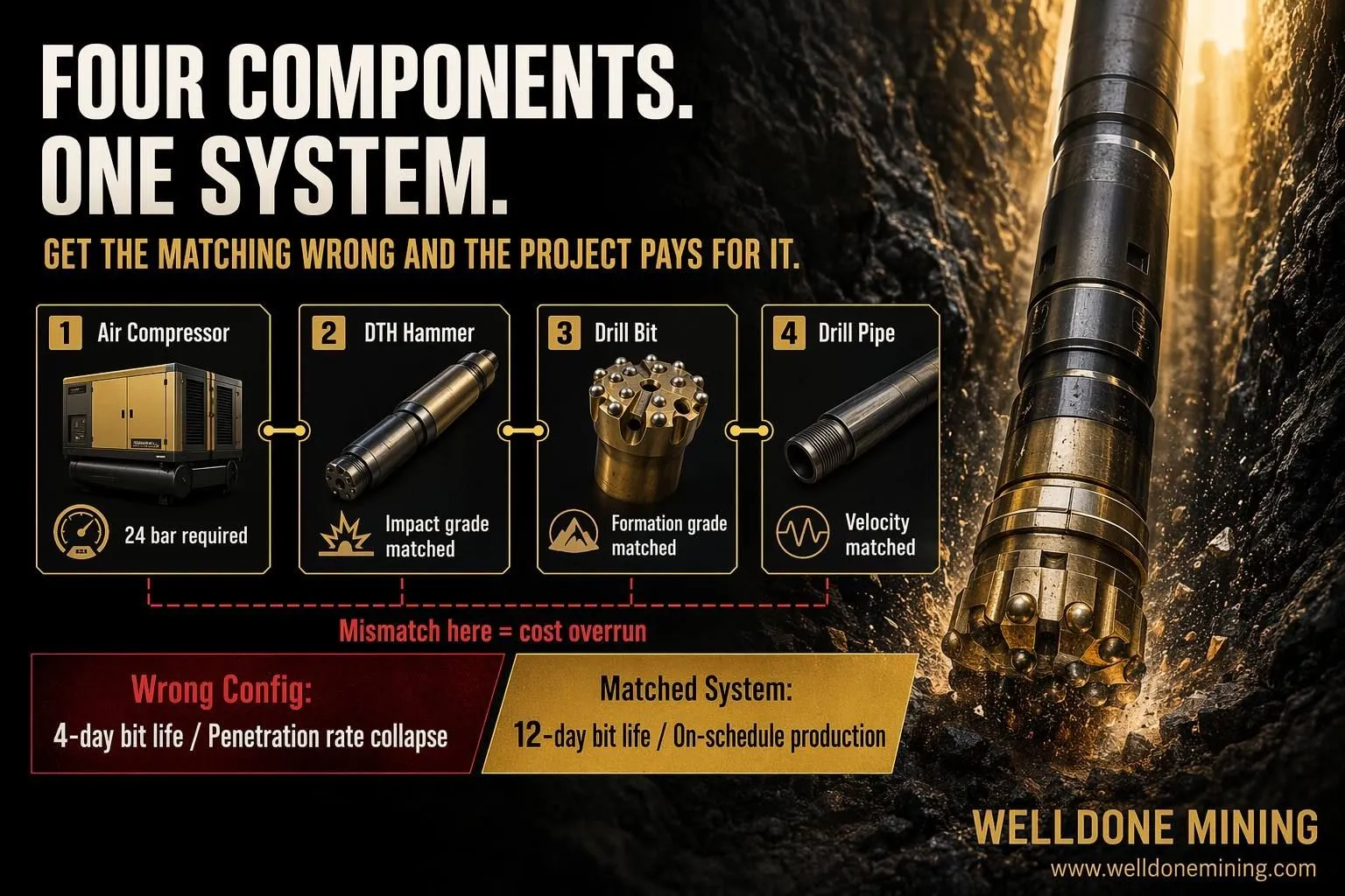 dth-drilling-system-compressor-hammer-bit-pipe-matching-configuration-welldone-mining